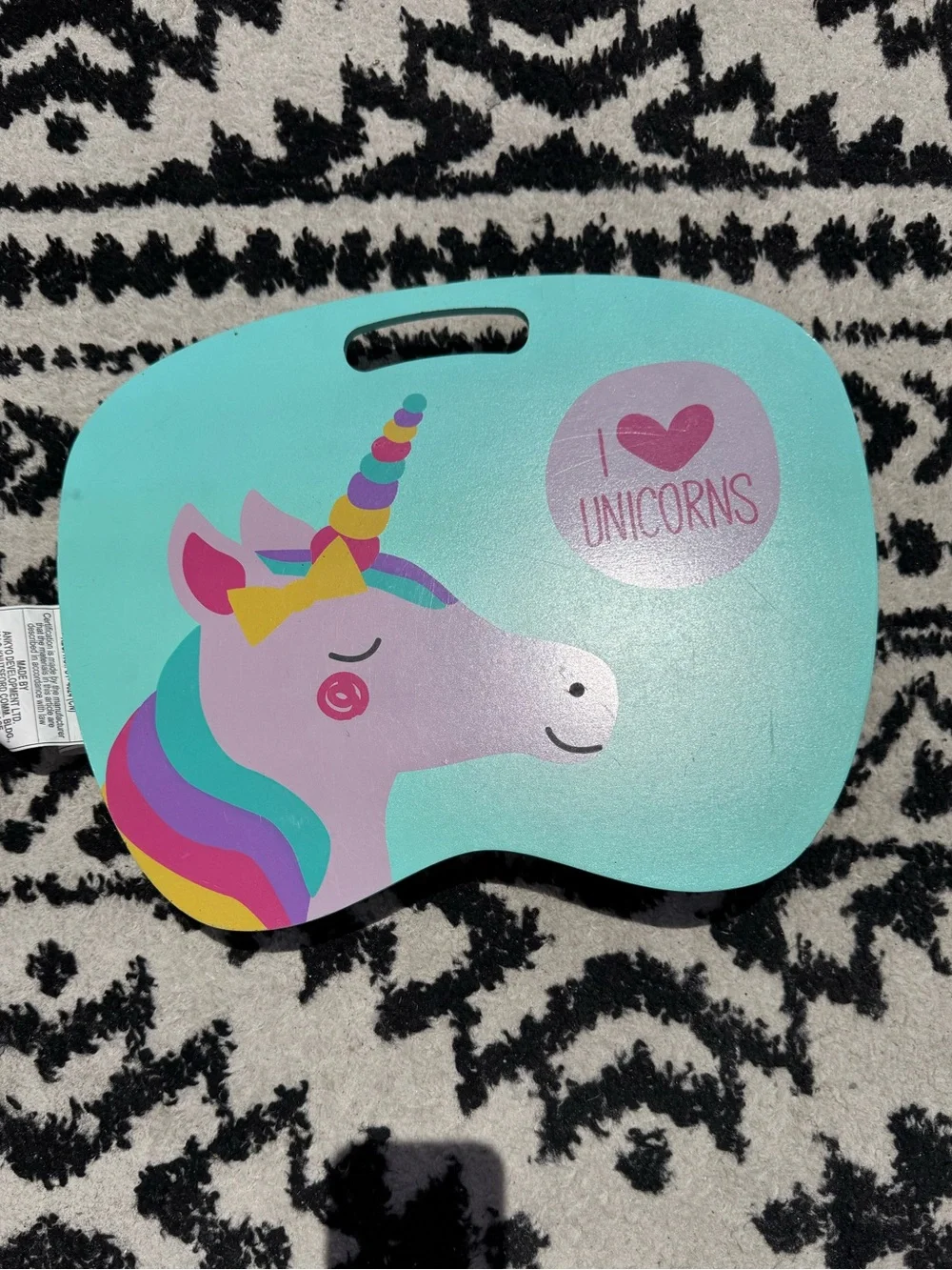 I Love Unicorns Kids Lap Desk - Turquoise Unicorn Design